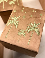 Petites boîtes vides pour parfums et huiles essentielles, étui de voyage, emballage personnalisé avec logo, boîte cadeau en velours brodée de palmiers pour flacon de parfum