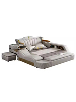Lit double minimaliste moderne Lit tatami en cuir multifonctionnel Lit de massage intelligent électrique de luxe réglable avec étui