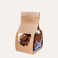 Boîte en carton ondulé kraft personnalisée avec fenêtre en PVC ouverte boîte d'emballage de gâteau de boulangerie avec poignée