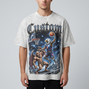 Supplier Vintage Wash T-shirt 300GSM Heavyweight Cotton Oversized Boxy Cropped Printed Graphic Tee Custom Logo Men T Shirt - Product Image 1