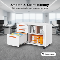 Meuble de rangement mobile en acier à 3 tiroirs avec buffet, idéal pour bureau, atelier, chambre ou école