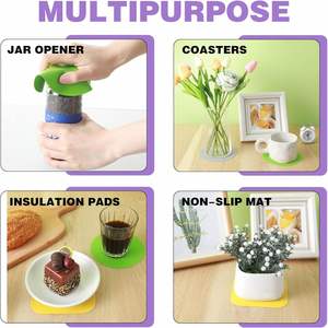 <b>Silicone</b> Jar Opener and Non-Slip Heat-Resistant Coaster - 2-in-1 Kitchen <b>Tool</b> for Easy Opening and Table Protection - Product Image 2