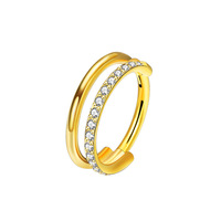 Aro Doble de Titanio F136 G23 con Circonitas, Anillo Sin Costuras para la Nariz, Pendiente de Aro, Joyería de Moda para Piercing, Regalo de Boda