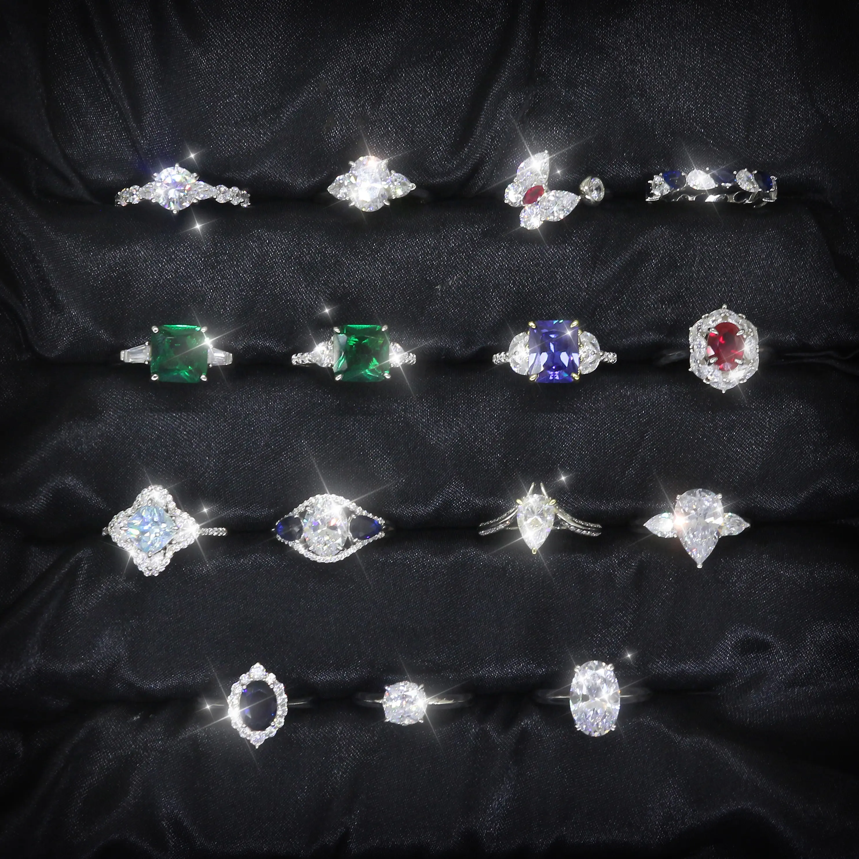 Rinntin LZR colección 8A/5A Cz Bling diamante 925 plata esterlina compromiso personalizado Rosa Blanco anillo anillos de boda joyería Mujer