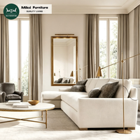 Ensemble de canapés modulaires élégants en bois pour salon, canapé sectionnel avec structure artisanale, tissu personnalisable pour villa ou bureau