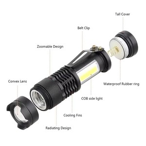 Linterna Táctica Mini LED COB Portátil de Aleación de Aluminio con Clip para Bolígrafo, Luz de Mano Inteligente de 3W con Batería <span class=keywords><strong>AA</strong></span> - Product Image 5