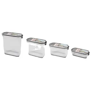 4 Stück BPA frei Premium luftdicht stapelbar 450ml 1000ml 1600ml 2500ml Kunststoff Lebensmittel behälter Set