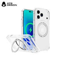 Étui de téléphone magnétique transparent ATB pour iPhone 18 Pro Max, coque de protection antichoc avec support anneau et béquille, Capinha De Celular