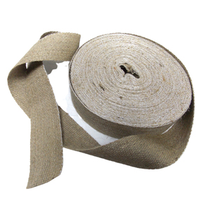 Ruban en jute tissé 100 % naturel, rayé, de poids moyen, en tissu tissé, pour emballages écologiques et artisanat - Product Image 1