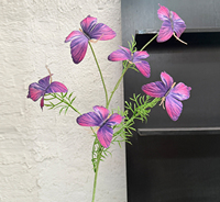 Nouvelle Décoration de Mariage Style Jardin Monet : Fleurs Artificielles Papillon à 6 Têtes pour Vitrine