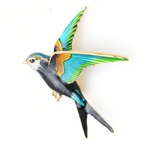 Broche de golondrina voladora esmaltada para bebé para mujer, Broche Animal de pájaro, regalo de joyería - Product Image 3