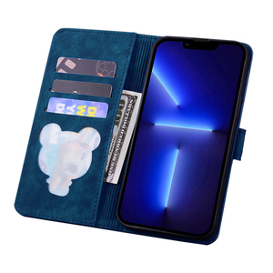 Étui de téléphone en cuir PU gaufré motif Sakura pour iPhone 17 Pro Max, portefeuille à rabat en cuir avec porte-cartes et support pour Samsung - Product Image 4