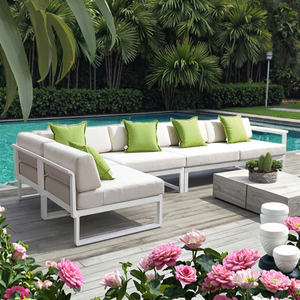 Set Divano da Giardino in <span class=keywords><strong>Alluminio</strong></span> Stile Moderno 7 Posti, Mobili da <span class=keywords><strong>Esterno</strong></span> Impermeabili per Tutte le Stagioni, Ideali per Appartamenti, Soggiorni e Cortili - Product Image 1
