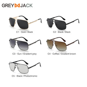Gafas de sol para hombre Grey Jack, montura metálica dorada, polarizadas, UV400, antideslumbrantes, con bisagras de resorte, gafas para conducir - Product Image 2