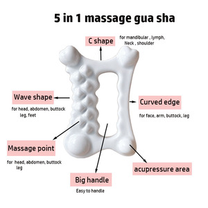 Tablero de herramientas de elevación corporal Gua Sha de cerámica de porcelana blanca personalizada con mango de palo de ojo de refrigeración Tablero de desinflado facial de masaje facial - Product Image 5