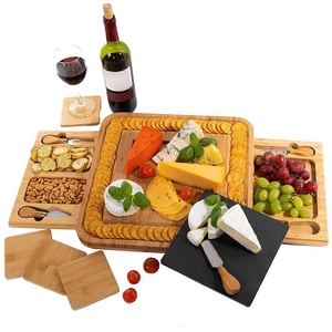 Carré <span class=keywords><strong>Plateau</strong></span> de Fromages Avec Ensembles de Couteaux Et <span class=keywords><strong>Ardoise</strong></span>, <span class=keywords><strong>Fromage</strong></span> <span class=keywords><strong>en</strong></span> bambou Planche À Découper Ensemble - Product Image 1