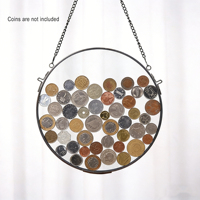 Cadre en métal avec panneau en verre pour collection de pièces de monnaie, boîte de présentation ronde pour pièces de monnaie