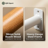 Barre de calisthénie murale suédoise 9 barreaux en bois de hêtre 38 mm – Barre murale ultra-fine pour la calisthénie, la rééducation, les étirements, la danse et la gym à domicile