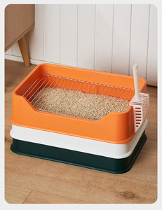 Baño para Perros y Gatos Heybo, Ecológico, Rectangular Grande, de Acero Inoxidable, con Bandeja para Orina y Pala, Caja de Arena de PP - Product Image 5