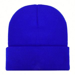 100% Acrylic Solid Color Plain Knitted Beanie <b>Hat</b> with Custom Logo Embroidery Wholesale From Manufacturers - Product Image 3
