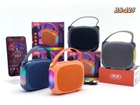 Altavoz Bluetooth Portátil BS-128 con Luces RGB, Mini Altavoz Oxford para Exteriores, Reproductor de Música Inalámbrico con Sonido Envolvente