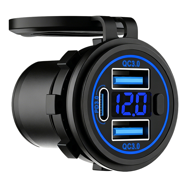 Factory 12v Usb c Charger 12V 24V 3 Usb Port Dual Qc 3.0 Fast Charging Marine Bus Usb Socket QC3.0 36W Type C PD Car Charger