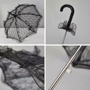 Sombrilla de Encaje Recta para Niños, Precio Directo de Fábrica, Elegante Accesorio para Fotos de Novia, Decorativa para Fiestas de Halloween - Product Image 4