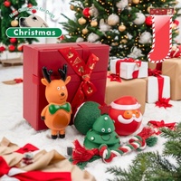 Jouet à mâcher de Noël pour chien en gros, jouet interactif incassable en vinyle avec son couineur, anti-ennui pour chiot, coffret cadeau de Noël