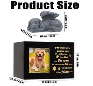 特注大型木製ペットの壷犬猫の灰犬の天使と記念の記憶箱フォトフレーム付きペットの壷 - Product Image 2