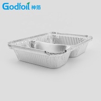 Boîte d'emballage jetable pour restauration rapide, 2 compartiments, conteneur en aluminium alimentaire avec couvercle