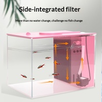 Aquarium de bureau auto-nettoyant JSD moderne sans débordement, en acrylique nano, avec pompe 3W et éclairage LED pour salon