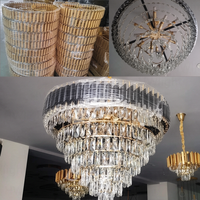 Lustre suspendu de luxe en fer doré et cristal K9, personnalisé pour projets hôteliers, fabrication directe usine OEM/ODM, pour la décoration de hall de villa