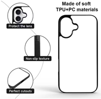 Coque de téléphone antichoc PC+TPU vierge pour sublimation, impression 3D pour iPhone 14 15 16 17 Pro Max