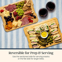 Planche à découper en bambou avec couvercle en acrylique, durable, réversible, rectangulaire, épaisseur 1,5 cm, plateau à fromage portable, écologique