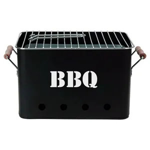 Portable Metal Black Charcoal BBQ Grill Easy Clean Iron Garden Barbecue for Outdoor Picnic Travel Camping