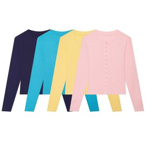 Cárdigan de punto retro para mujer, elegante, de manga larga, con cuello redondo y botonadura sencilla, estilo casual, nueva moda 2026 - Product Image 1