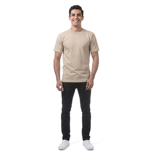 T-shirt personnalisé lourd 100% coton blanc uni pour hommes, col rond, surdimensionné, 100% coton - Product Image 1