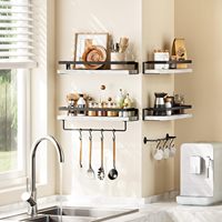 Étagère murale moderne en bois et porte-serviettes flottant pour salle de bain et salon