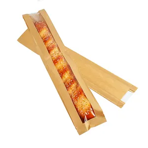 Изготовленная на заказ сумка для багета, Хлебобулочные Сумки, коричневая Крафтовая французская багета, бумажные пакеты для упаковки хлеба