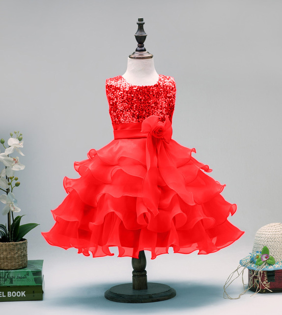 China Alibaba New Spring Red Rose Casual Children's Sleeveless Breathable 100% Polyester Party Wear Western Dress