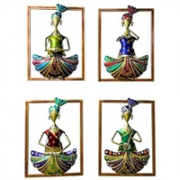 Décoration murale en métal artisanal, design Art Déco, finition émail peinte à la main, cadre en bois rustique, Diwali moderne, respectueux de l'environnement