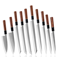 Ensembles de couteaux japonais Sushi Sashimi saumon poisson Yanagiba Kiritsuke Deba ensembles de couteaux corne de buffle noire et manche en bois de fer du désert