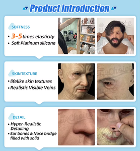 Masque <span class=keywords><strong>de</strong></span> tête en silicone personnalisé pour femme, souple et extensible, avec cheveux, réutilisable, pour films, séries TV, accessoires <span class=keywords><strong>de</strong></span> cosplay - Product Image 6