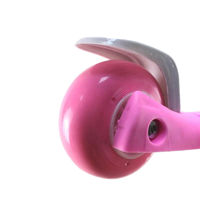Trottinette à 3 roues pliable à hauteur réglable pour filles, verte et rose, avec lumières clignotantes, en acier, avec kit de casque