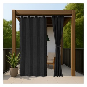Rideaux d'extérieur imperméables noirs de qualité supérieure avec un style moderne élégant pour les patios, les balcons, les pergolas et les espaces de jardin - Product Image 1