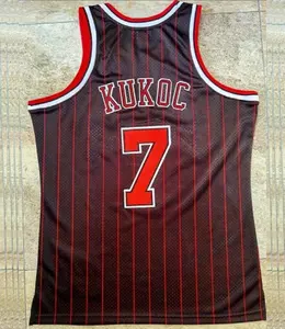 Toni Kukoc Black Red Stripes Best Quality Stitched Basketball Jersey