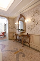 Ensemble de meubles de salon classique en feuille d'or, style vieilli, avec miroir, en bois massif