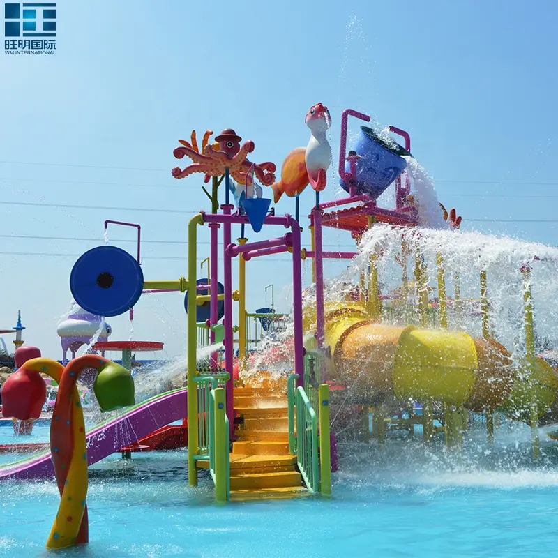 Çocuklar açık Aqua park ekipmanları kapalı/açık fiberglas su kaydırağı havuz için Mini Aquapark ile