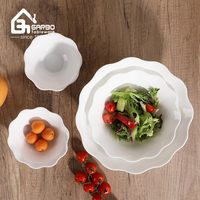 Magnetronbestendige witte opaalglazen schaal 8 inch groothandel groente fruit soep schaal gehard 980ml witte opaalglazen schaal