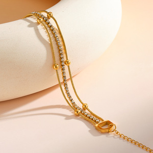 <span class=keywords><strong>Bracelet</strong></span> en or 18 carats serti de diamants pour femmes, <span class=keywords><strong>bracelet</strong></span> en acier inoxydable luxueux et haut de gamme, vente en gros d'usine à bas prix - Product Image 3